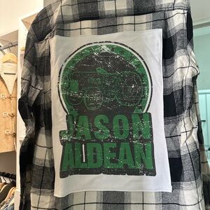 Modern Vintage Plaid Shirt with Jason Aldean Graphic